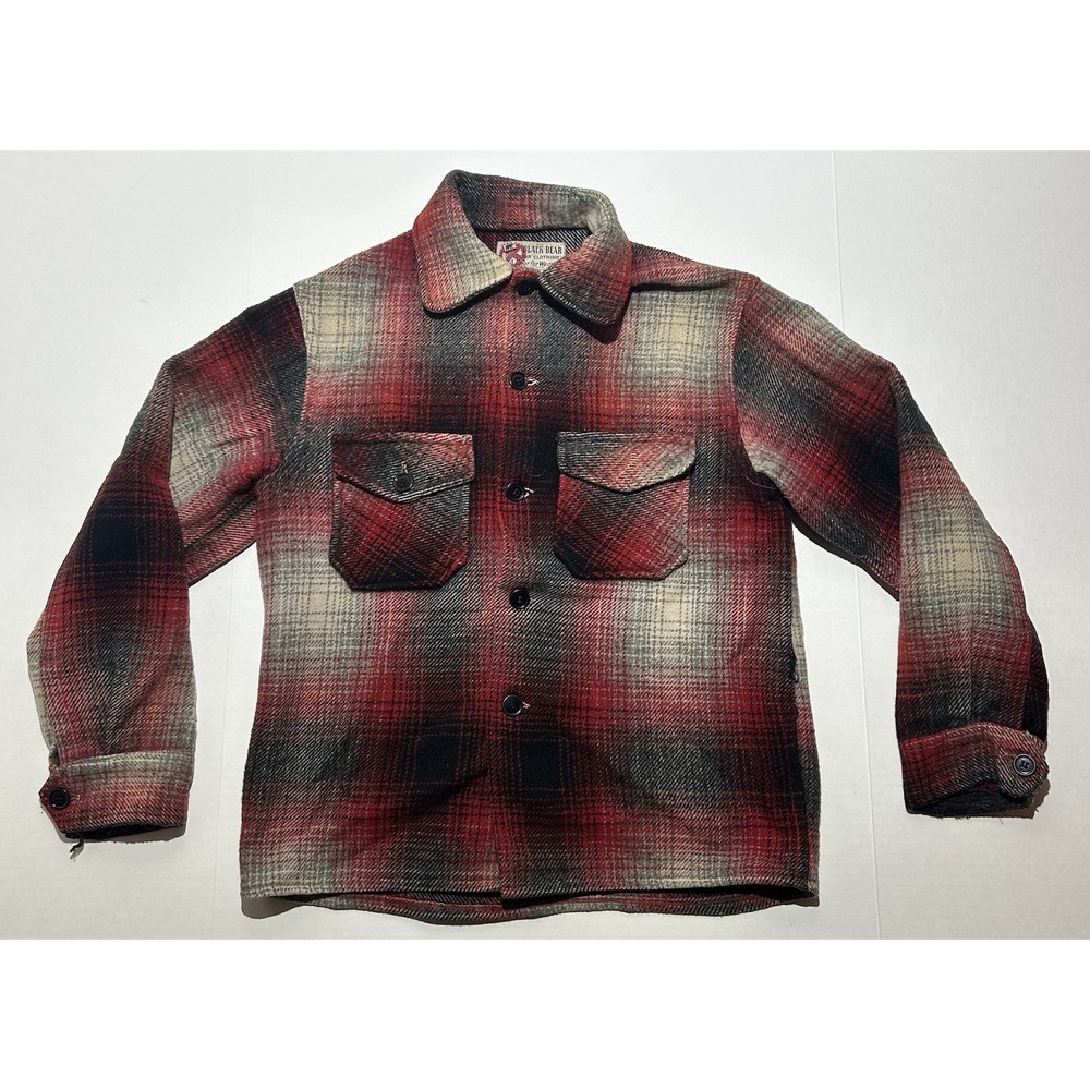 Black Bear Brand Commander Harris Tweed Red Plaid Wool Jacket Overshirt Small